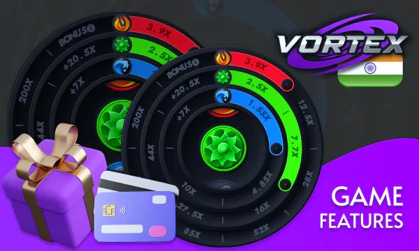 Vortex game features — Part PayOut and bonus game